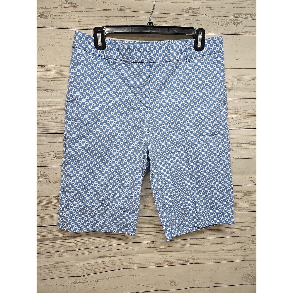 Talbots Bermuda Shorts Womens 8‎ Blue Chino Twill Stretch Pocket Nautical Zipper